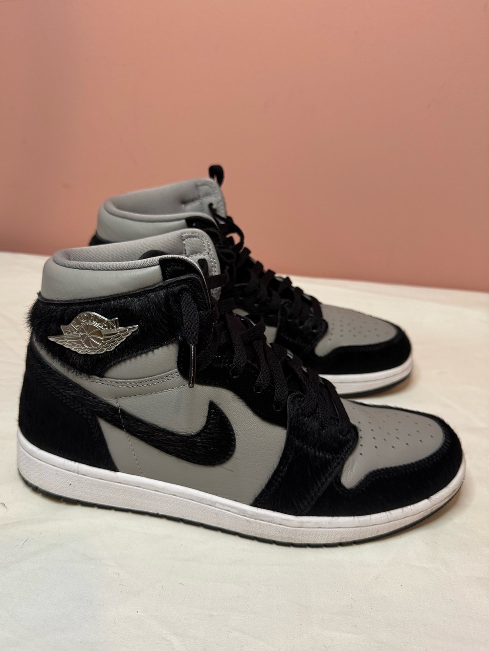 Air Jordan 1 High Top Sneakers in Gray and Black